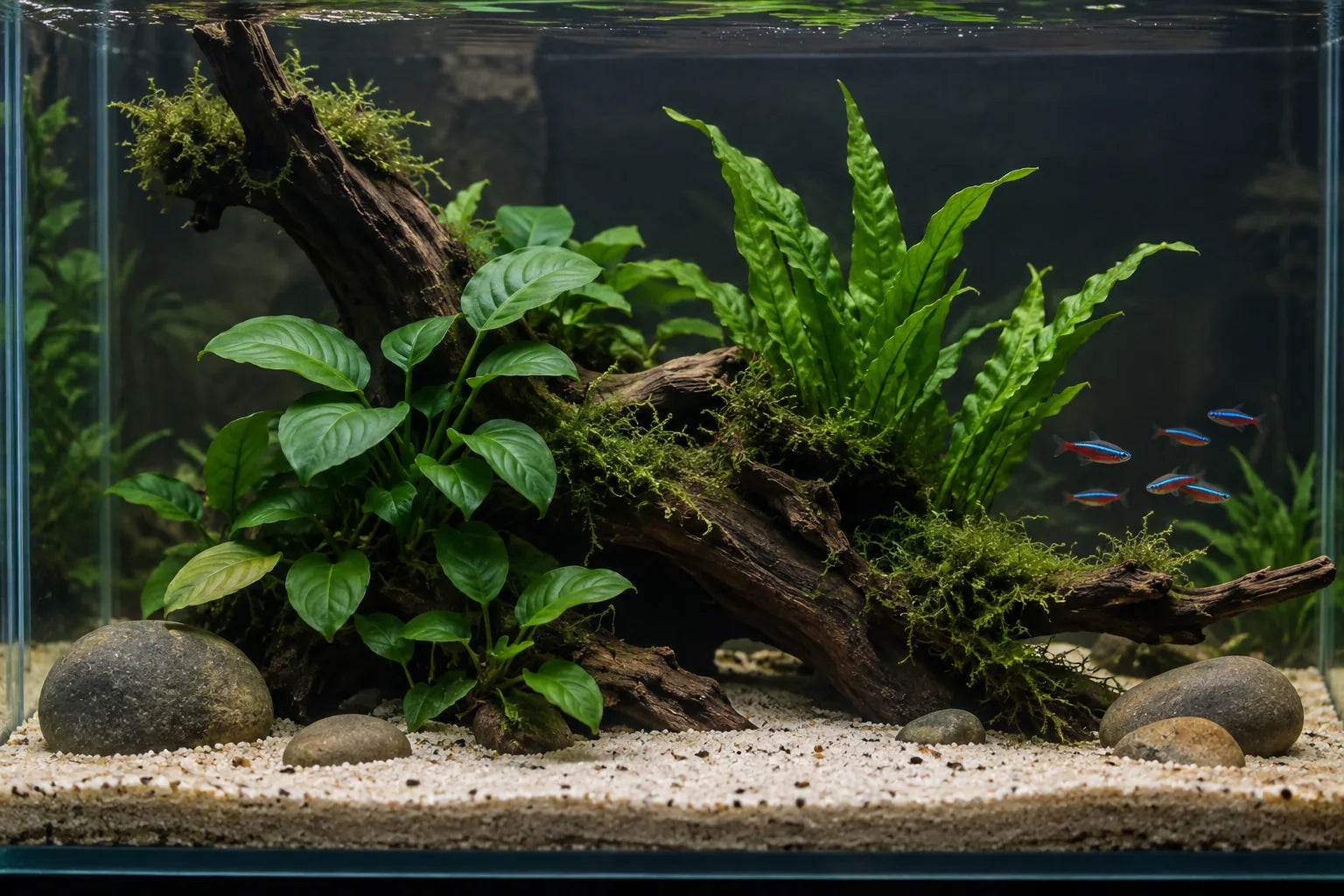 Illustration of a planted aquarium.