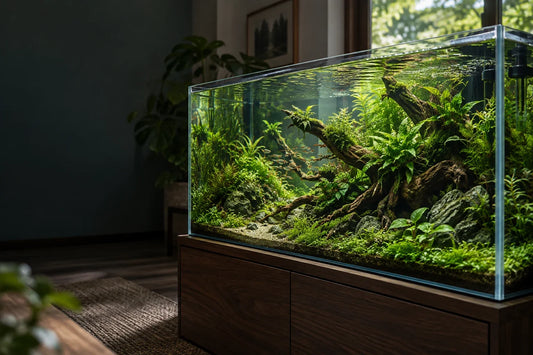 Illustration : La filtration s’intègre à un aquarium vivant et accessible.